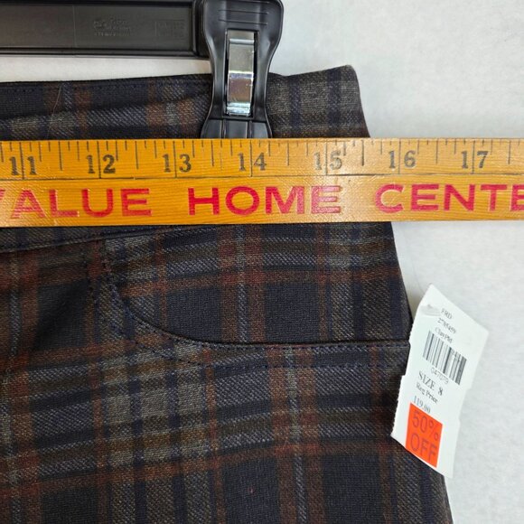 French Dressing Size 8 Pull-On Slim Leg Plaid Jeans Clay Preppy Academia NWT - Picture 7 of 11